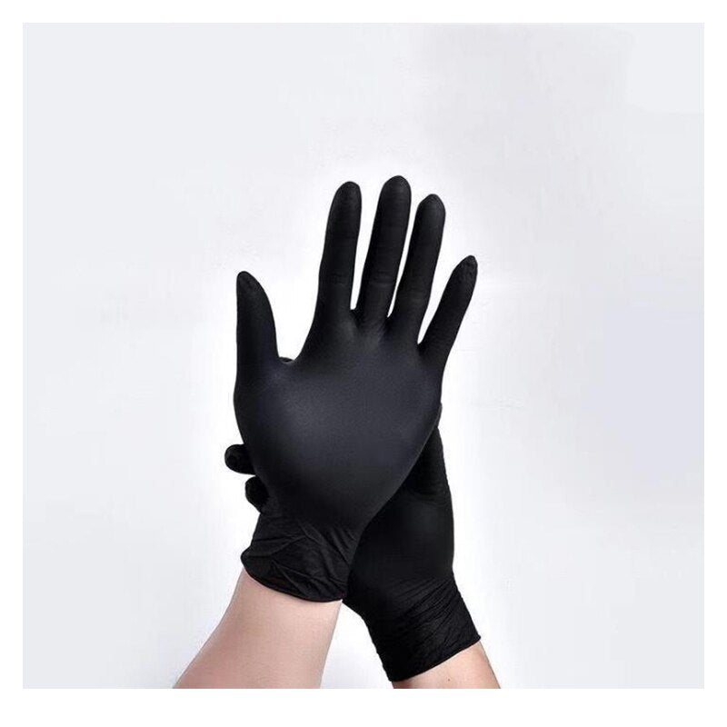 100pack/150gpowder Free Black Nitrile Gloves Kitchen Household Clean