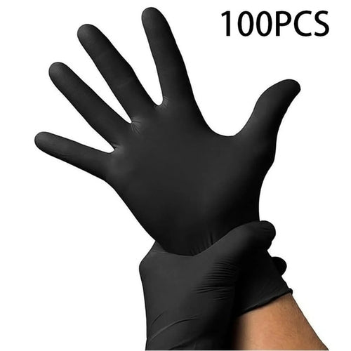 100pack/150gpowder Free Black Nitrile Gloves Kitchen Household Clean